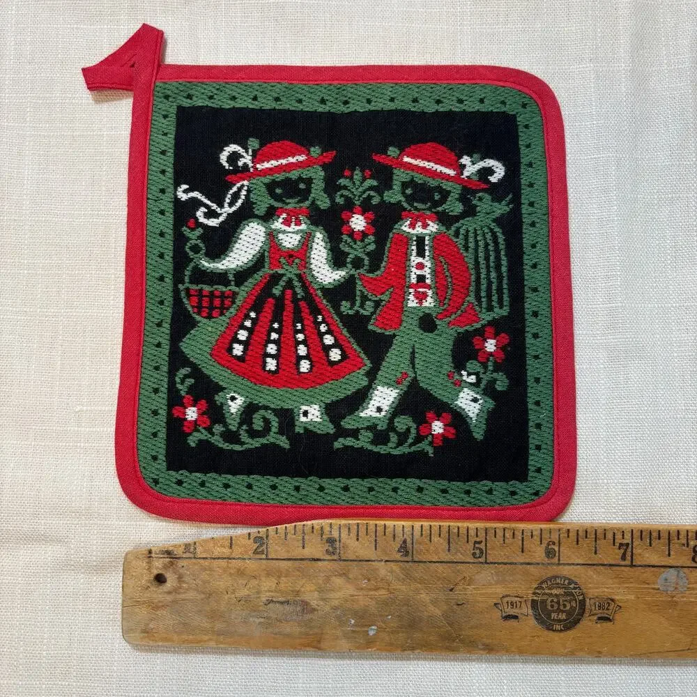 Vintage Tiroler Webkunst Pot Holders Set 3 Austria Tyrolean Folk Art Woven 53446